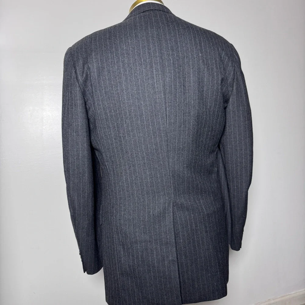 1980s The English Shop 3-Piece Suit Mens 40L 30W Gray Pinstripe Wool Vintage